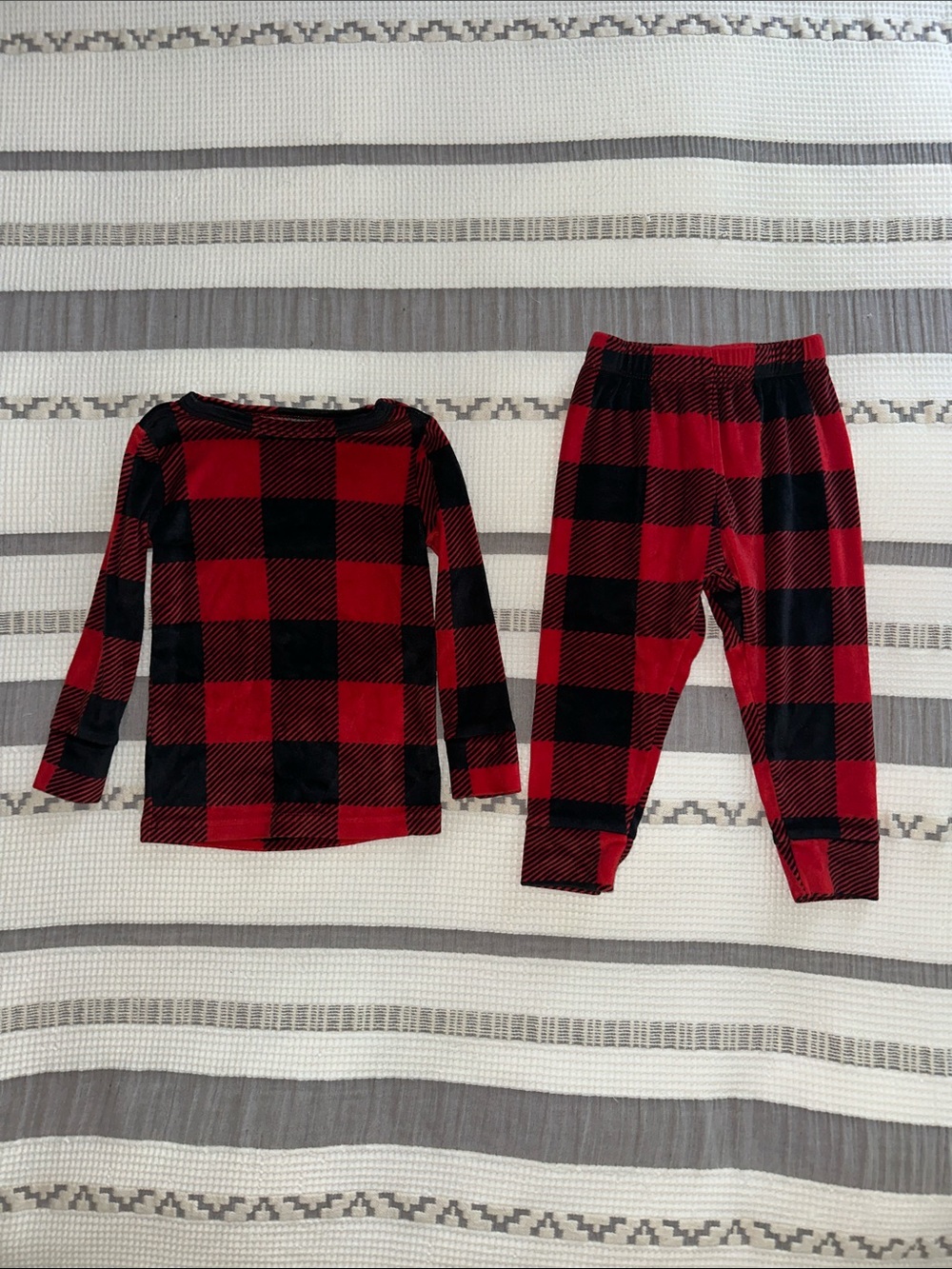 Cat & Jack Red and Black Buffalo Plaid Kids Pajama Set